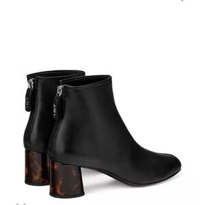 AGL Veta Black zip Ankle Boots booties with Tortoise Block Heel size 39 / 8.5M